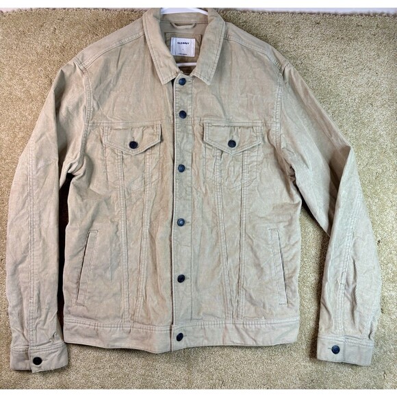 Old Navy Mens Beige Corduroy Classic Trucker Jacket Large - Picture 1 of 6